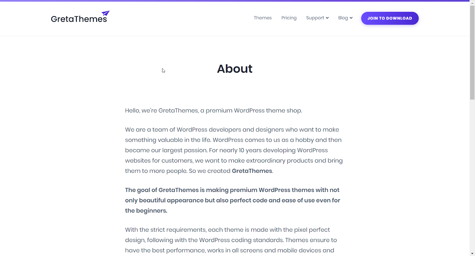 ستبدو صفحة "حول" بهذا الشكل