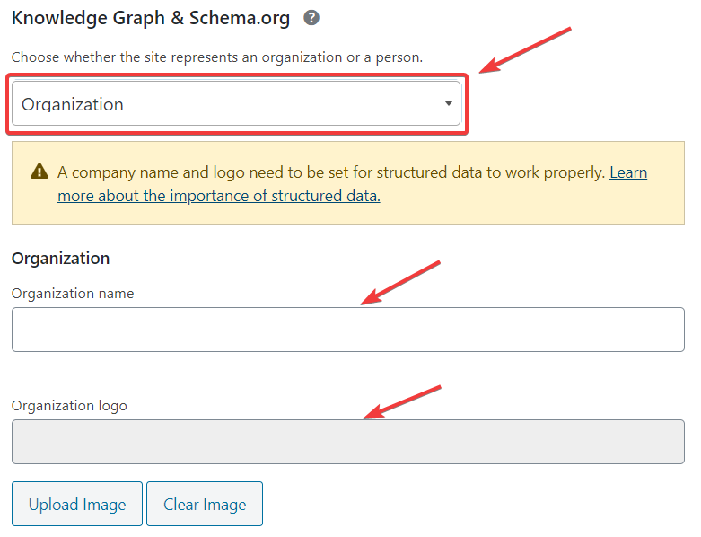 أعلن أن موقع الويب الخاص بك شخصي أو ينتمي إلى منظمة في Yoast SEO
