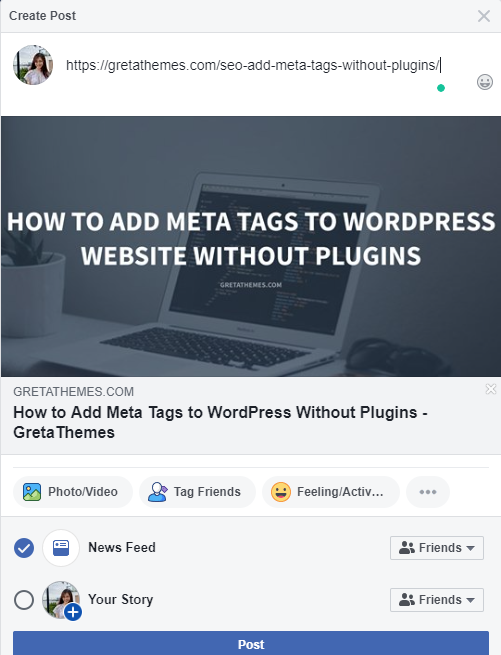 ستبدو معاينة الرابط الذي تشاركه على Facebook والمواقع الأخرى بهذا الشكل