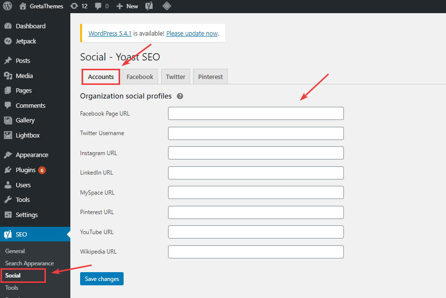 استخدم Yoast SEO للتواصل مع الحسابات الاجتماعية