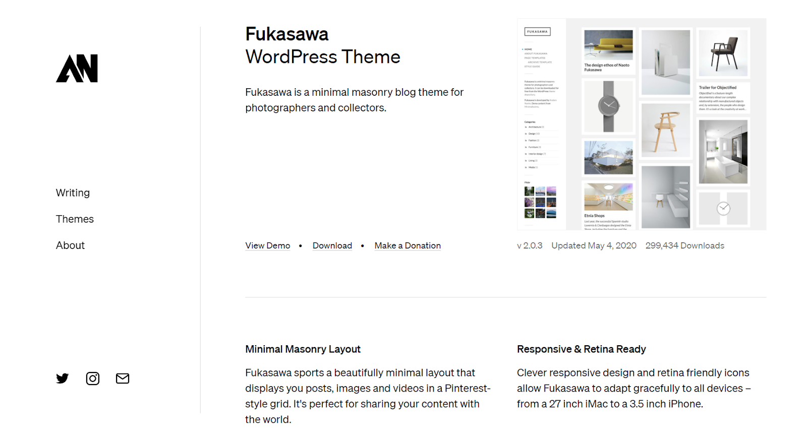 Fukasawa wyróżnia się na tle innych darmowych motywów WordPress ze swoim minimalistycznym wyglądem i stylem premium.