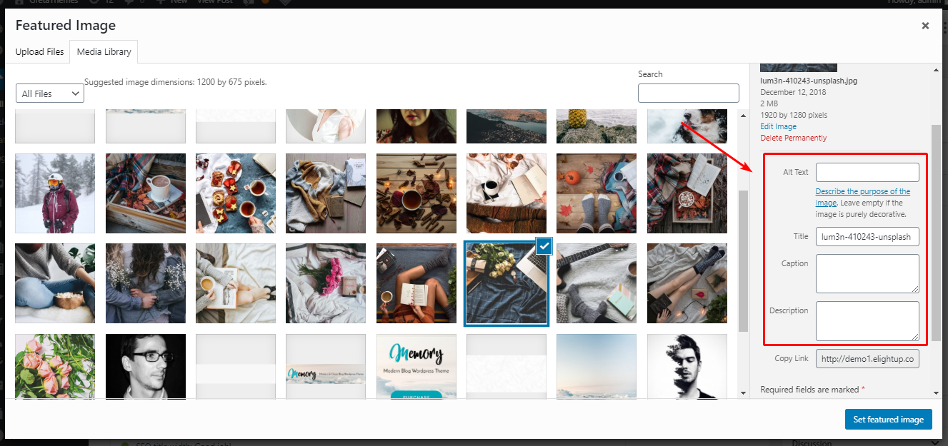 SEO 표준을 충족하려면 게시물에 하나 이상의 사진이 있어야 합니다.