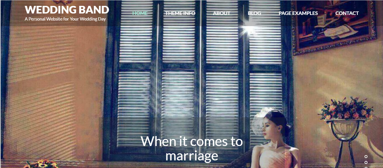 Тема WordPress «Обручальное кольцо» может сделать зрителя счастливым и ярким.