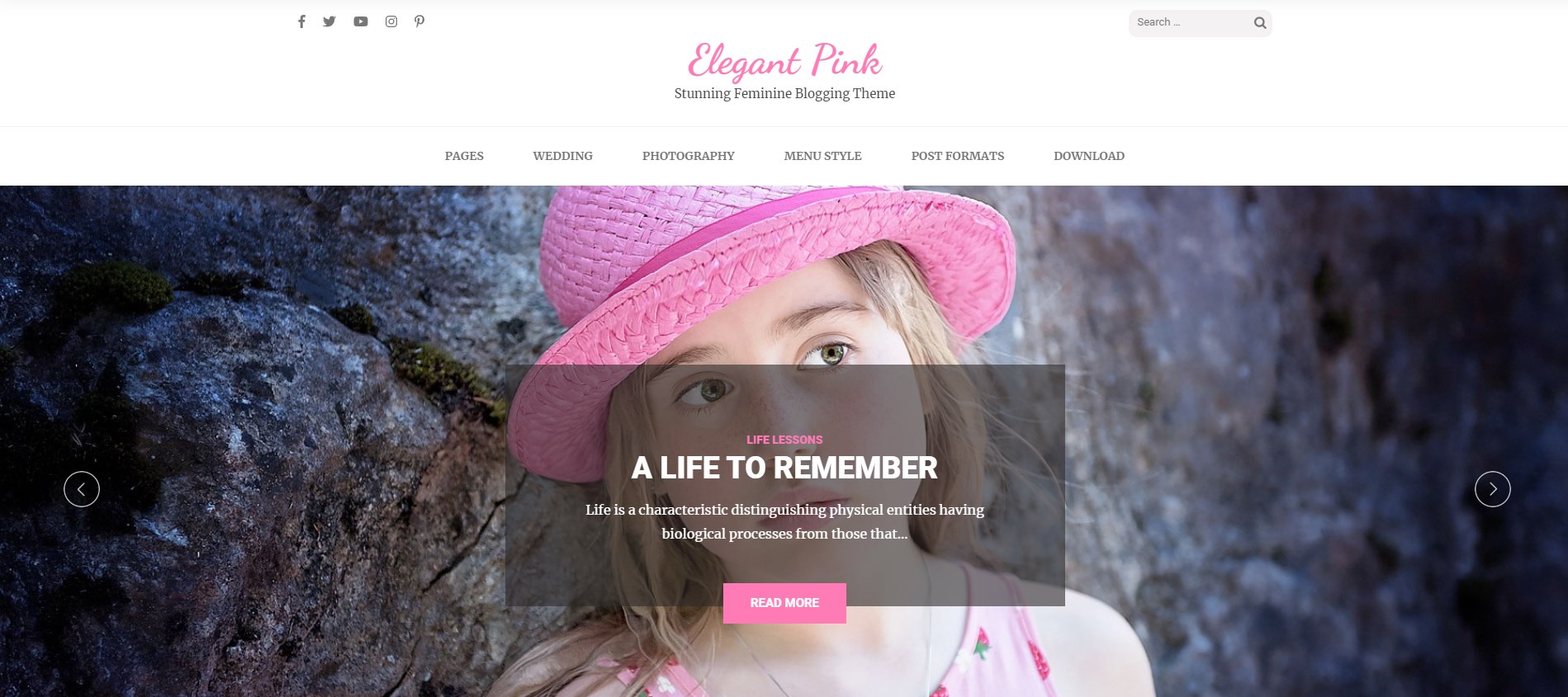 Elegant Pink - это простая в использовании и привлекательная бесплатная свадебная тема WordPress.