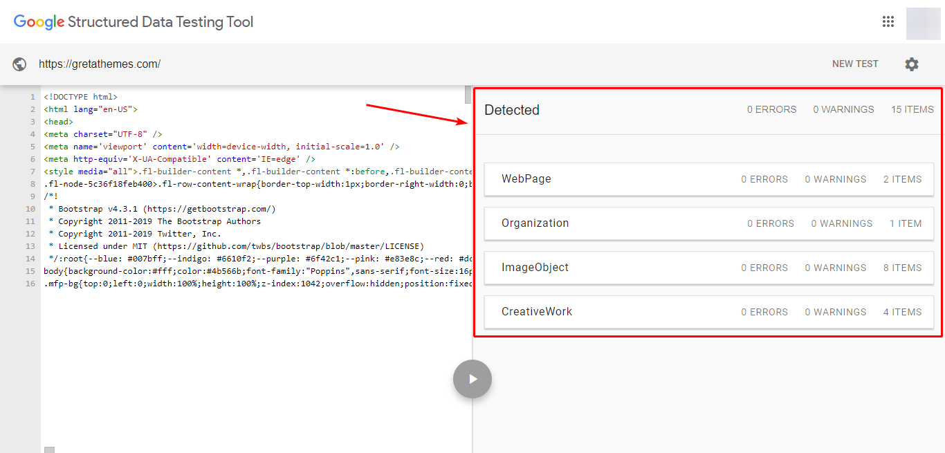 เว็บไซต์ของฉันแสดงส่วนเหล่านี้จึงมีสคีมาอยู่แล้ว