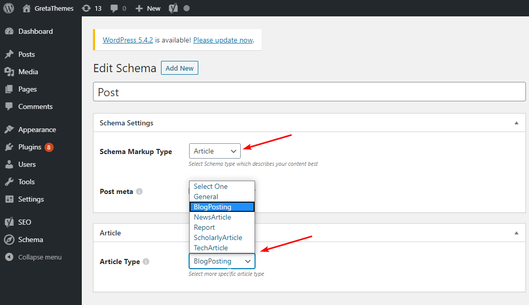 หากคุณต้องการสร้างประเภทเพิ่มเติมของ Schema คุณต้องใช้เวอร์ชันพรีเมียม