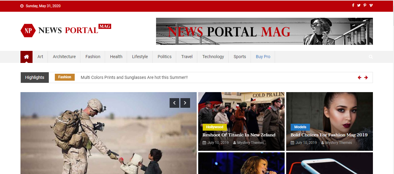 News Portal es un tema gratuito de WordPress para revistas con un diseño receptivo creativo.