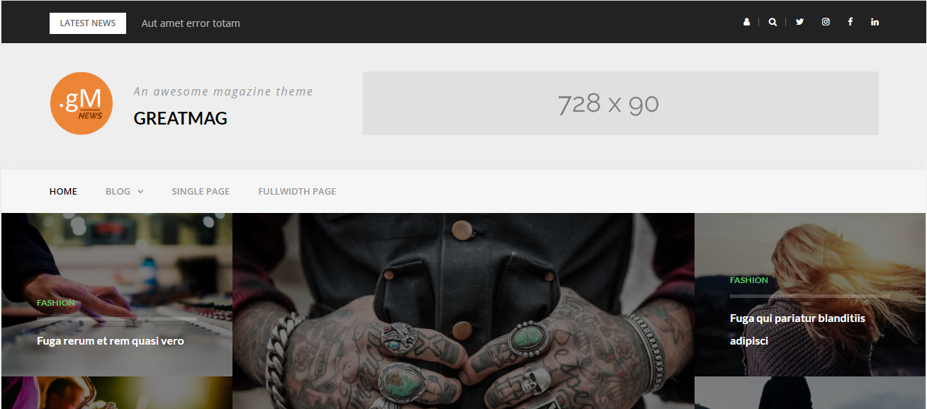 GreatMag es un tema de revista minimalista con un diseño fresco y elegante.