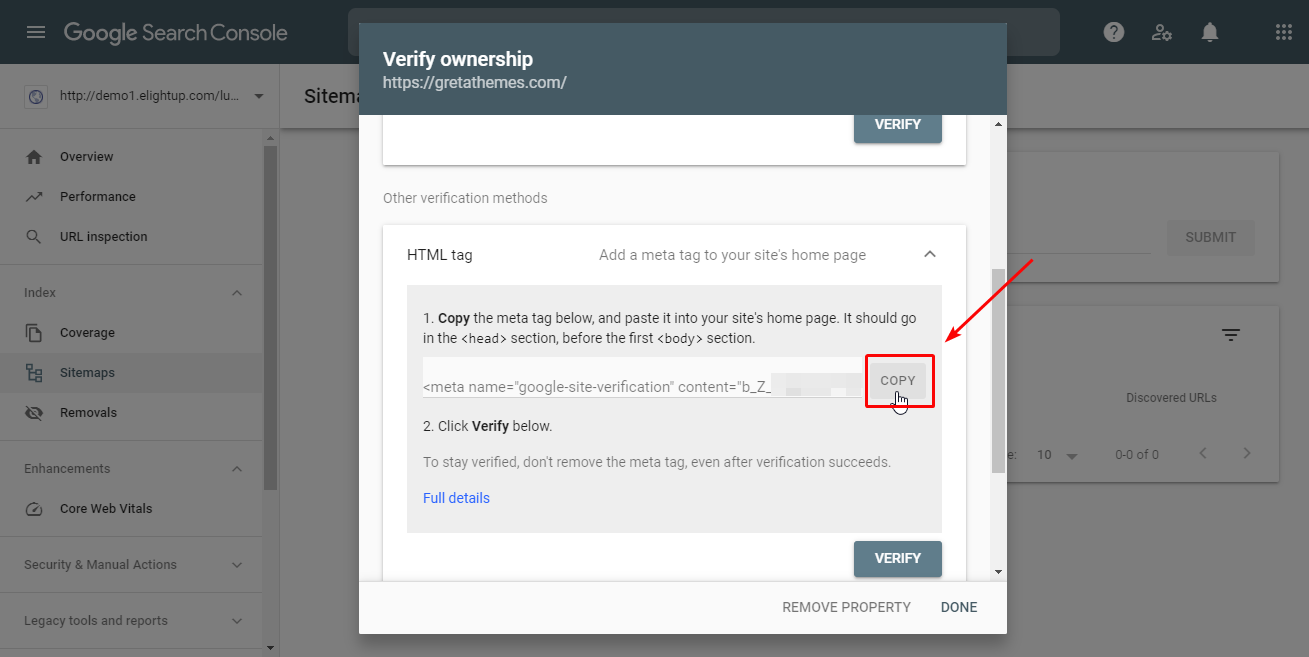 عند النقر فوق علامة التبويب HTML ، سيظهر رمز وتحتاج إلى نسخه