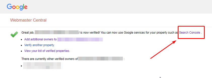 دعنا نضغط على Search Console لبدء إرسال خريطة موقعك إلى Google.
