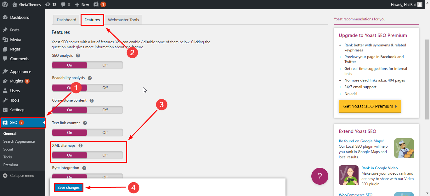 تحتاج إلى تكوين Yoast SEO قبل استخدامه لإرسال خريطة الموقع