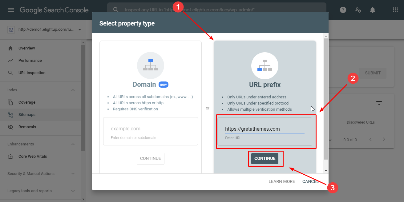 يجب عليك إدخال عنوان URL الخاص بموقع الويب الذي تريد إرساله إلى هذا المربع