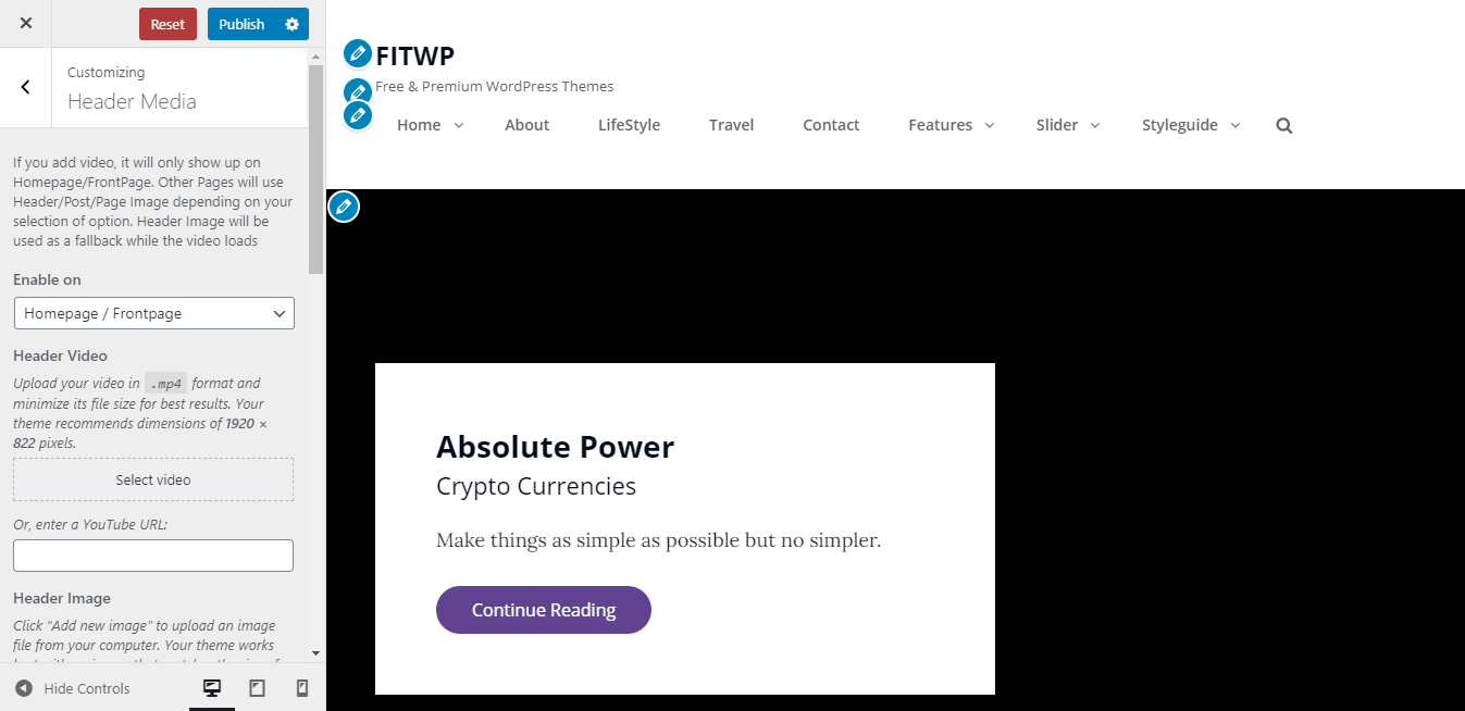 ビデオの背景をサポートするWordPressテーマを使用する