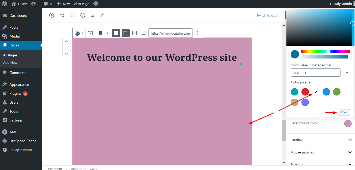 実際にビデオの背景からカラーの背景に切り替えます