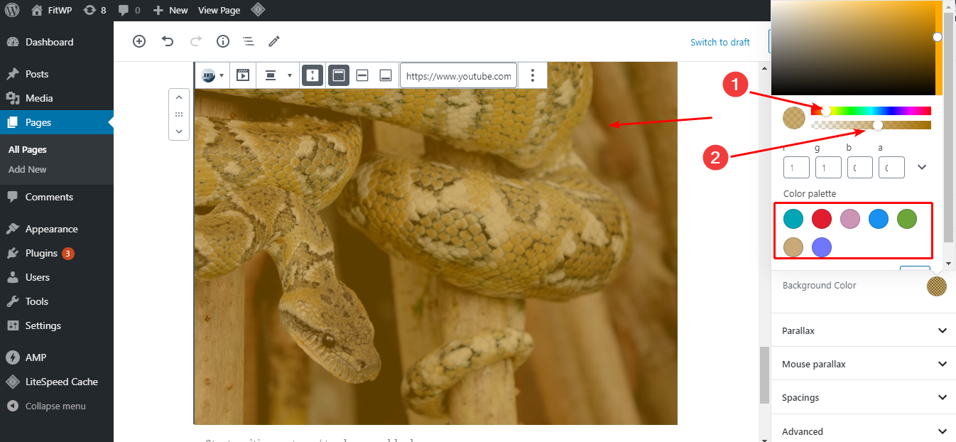 ビデオの背景のオーバーレイの色を選択します