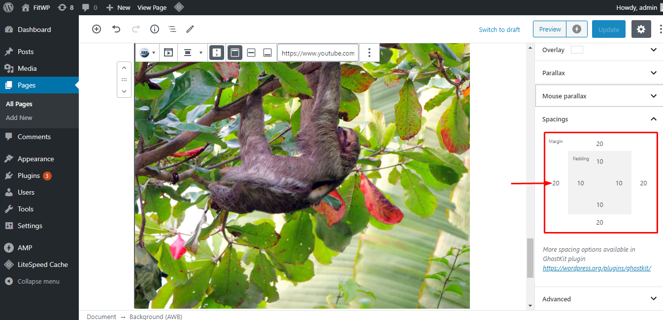 ビデオからページの余白までの距離をカスタマイズする
