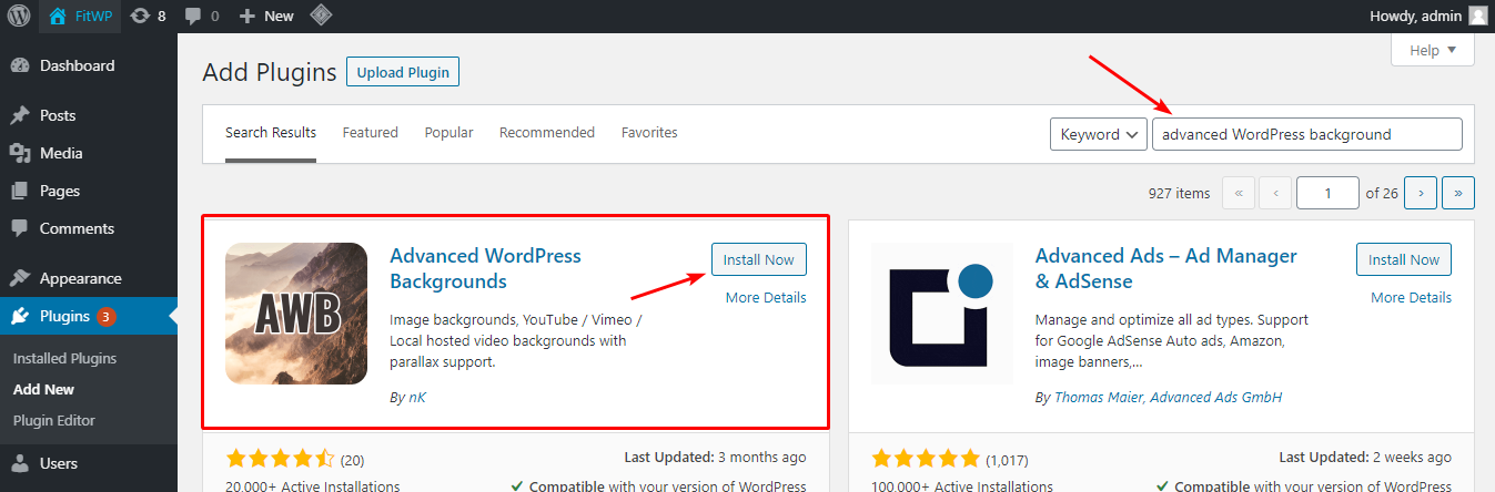 プラグインをインストールして、ビデオの背景をWebサイトに追加します