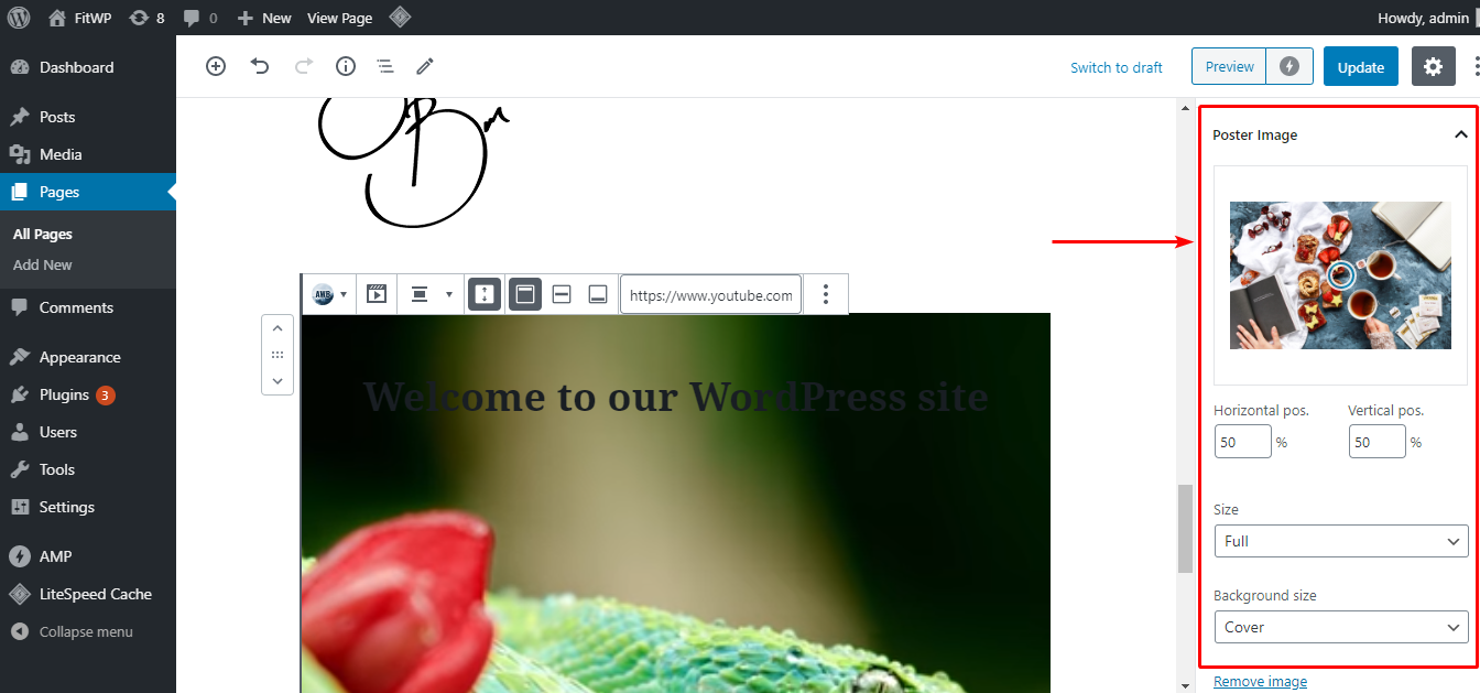 ここで選択した写真は、ビデオが表示される1秒前に表示されます