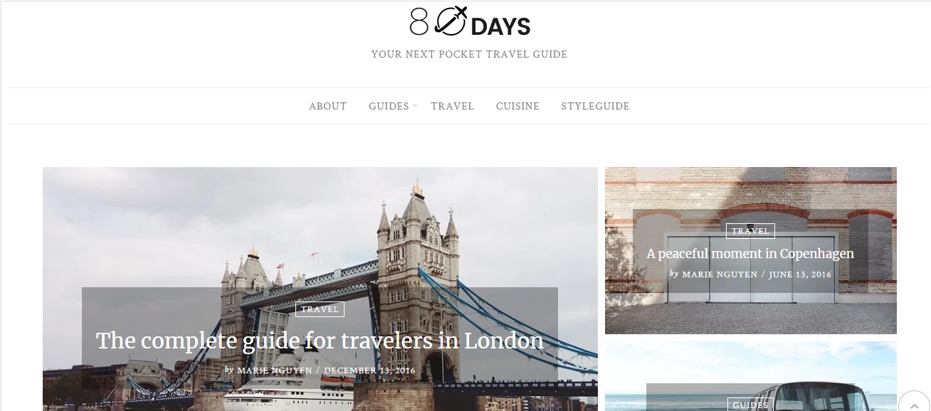 EightyDays Lite es adecuado para blogs de estilo de vida, comida y moda.