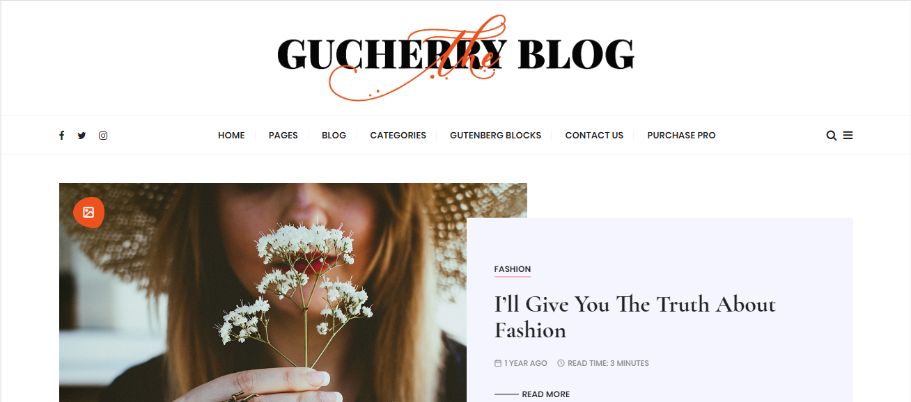 Gucherry Blog se considera un tema gratuito de WordPress para blogs con un diseño elegante y llamativo.