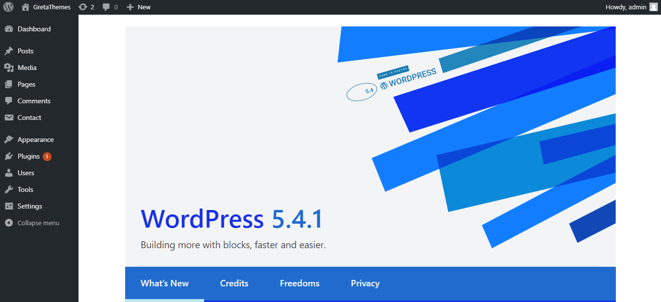 Conclua o downgrade do WordPress para a versão 5.4.1.