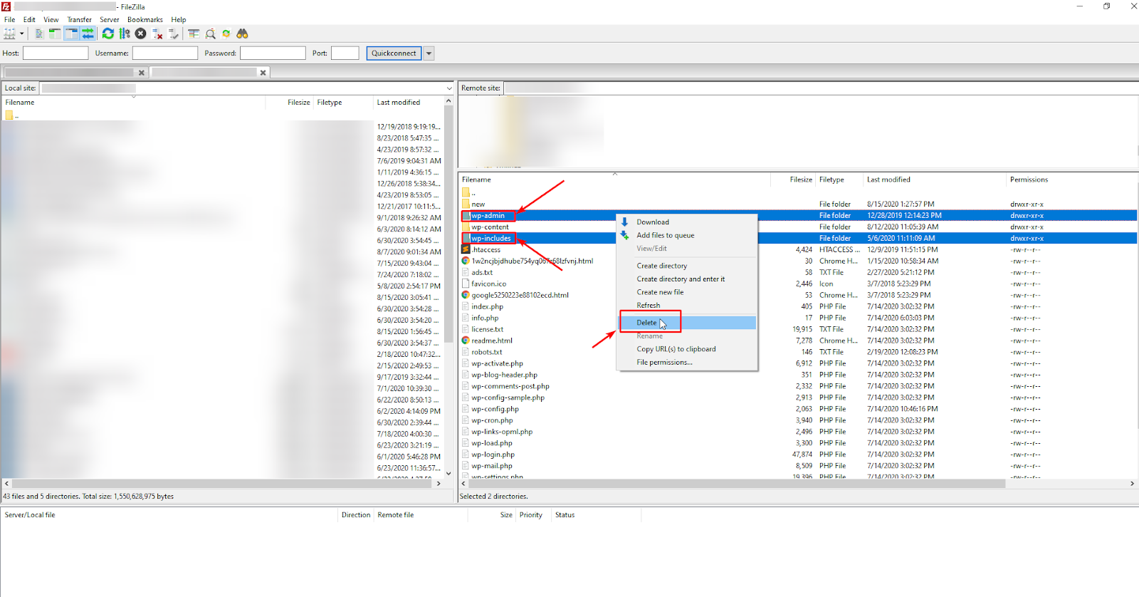 Faça downgrade para uma versão mais antiga excluindo os arquivos principais atuais e carregue novos.