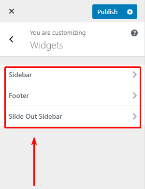 Вы увидите области, которые поддерживают виджеты на текущей странице.