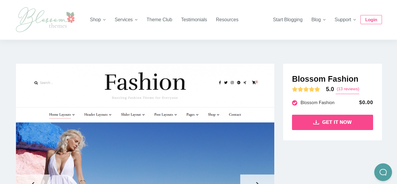 O Theme Blossom Fashion é compatível com dispositivos móveis, com velocidade otimizada e SEO.