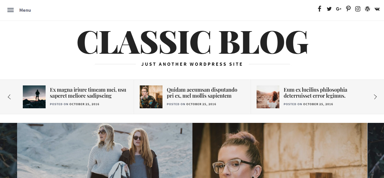Classic Blog é um tema WordPress limpo e clássico criado especialmente para blogueiros de moda.