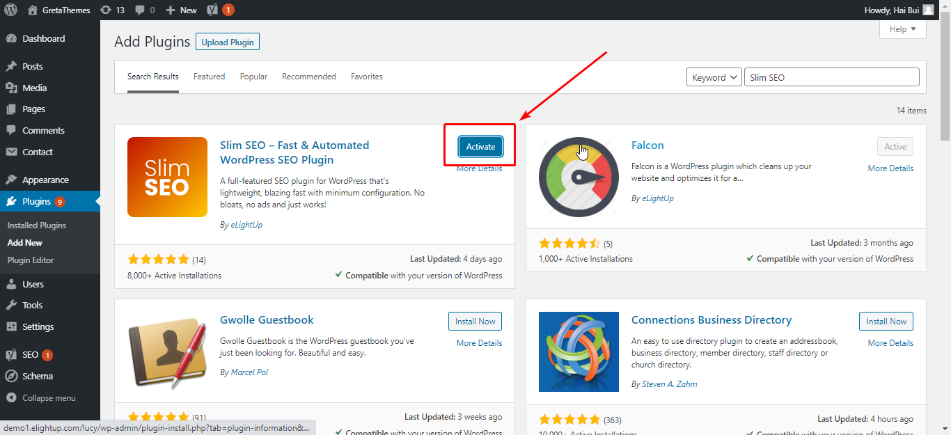 Activer un plugin depuis Admin Dashboard