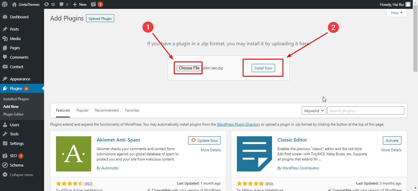 Choisissez le fichier du plugin à télécharger.