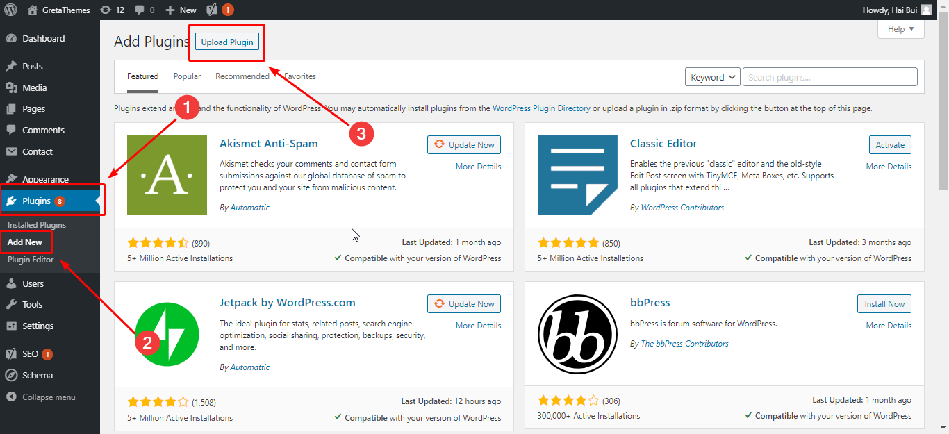 Installez un plugin en téléchargeant un fichier.