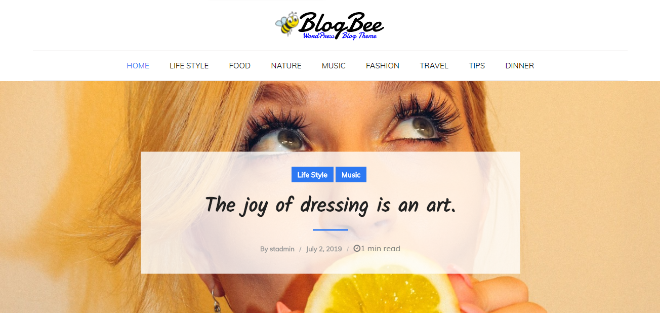 BlogBee는 완성도 높은 동적 무료 WordPress 테마입니다.