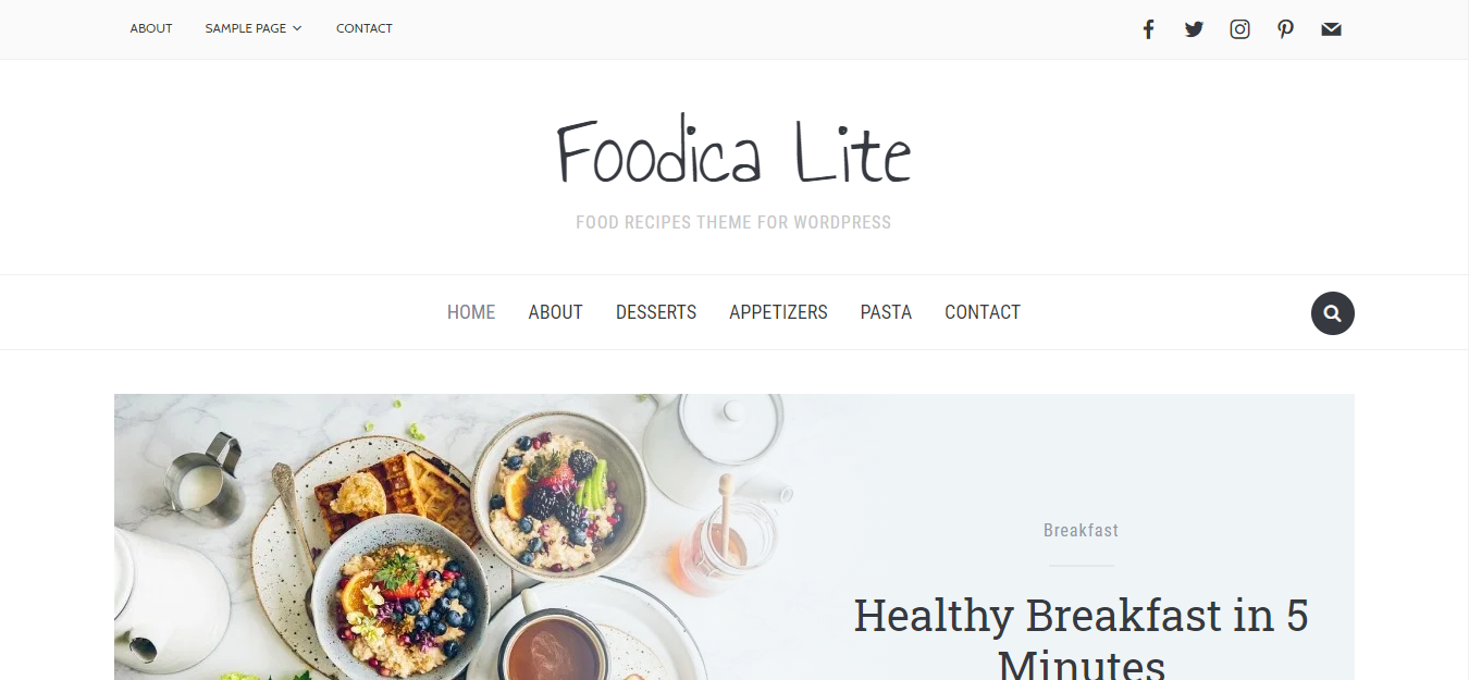 Foodica Lite는 매력적이고 우아한 무료 WordPress 테마입니다.