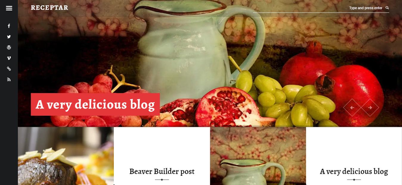 Receptar는 음식 블로그를 위한 독특하고 매혹적인 디자인입니다.