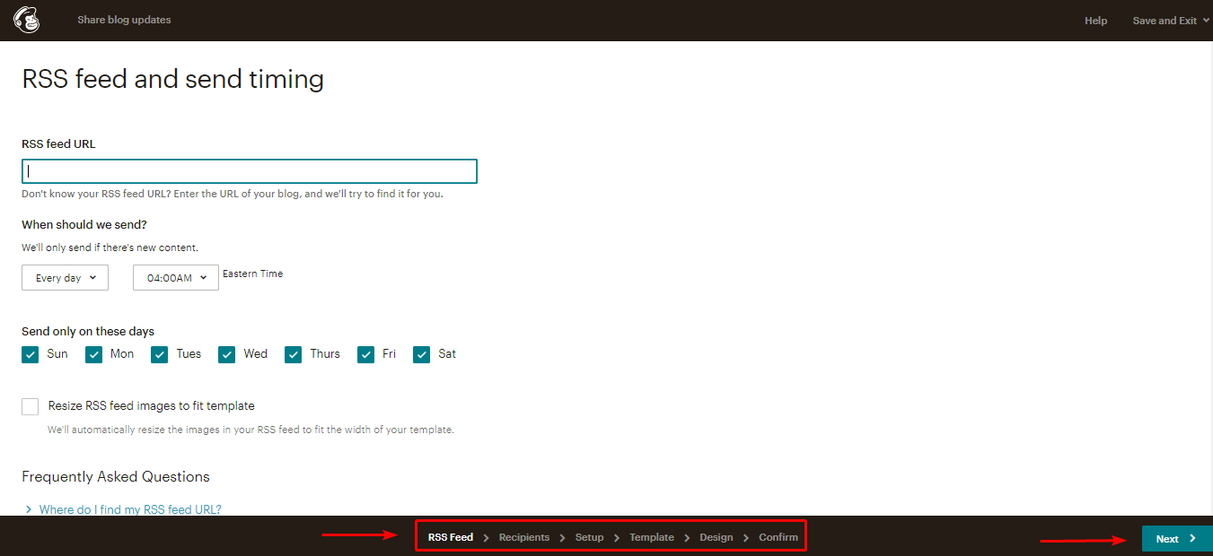Настройте автоматические RSS-каналы в MailChimp