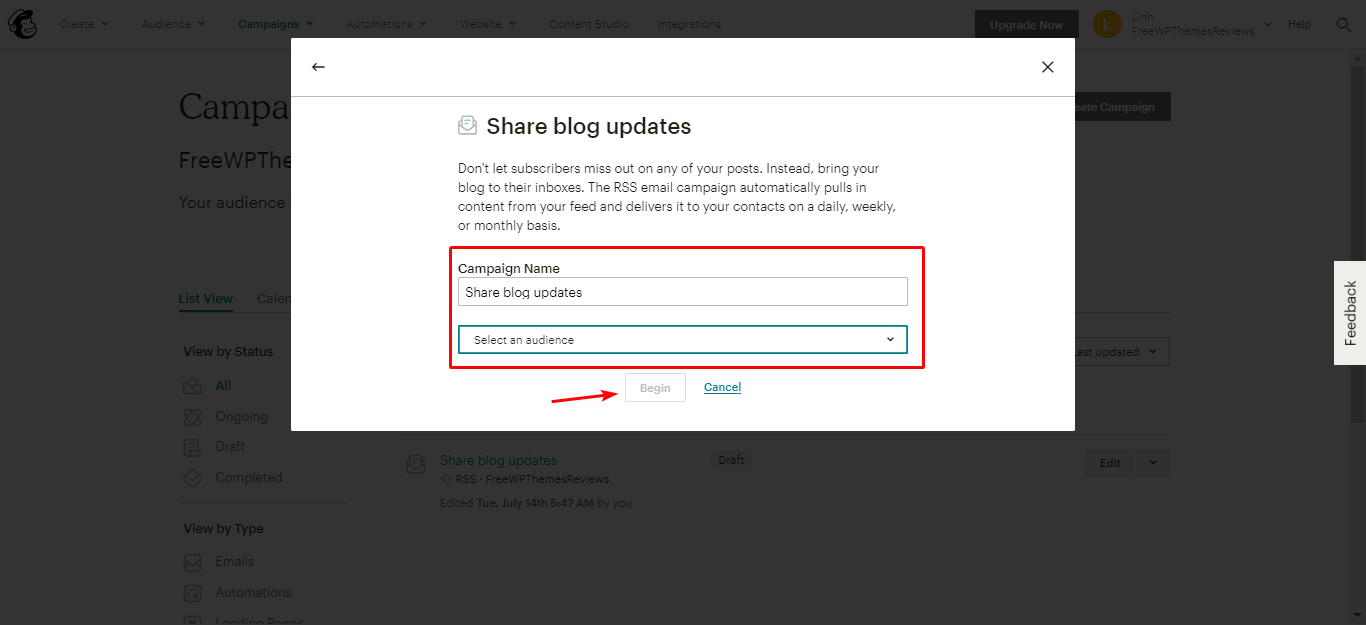 Выберите аудиторию, которая получит ваше письмо.