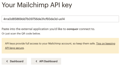 вам необходимо получить ключ API Mailchimp в своей учетной записи Mailchimp