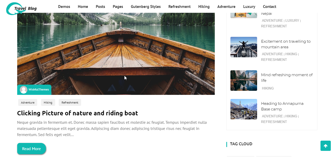 Wishful Travel es un tema de estilo clásico y limpio para blogueros de viajes.