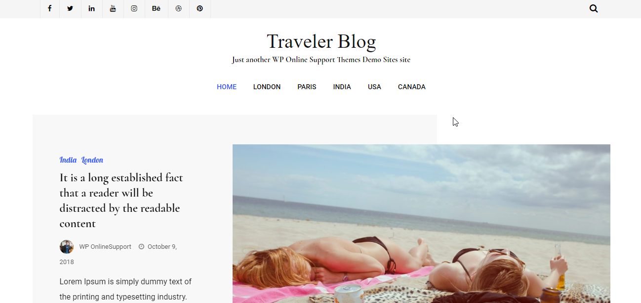 Traveler Blog Lite es un estilo de tema clásico, limpio y minimalista, diseñado para todo tipo de blogs, particularmente blogs de viajes.