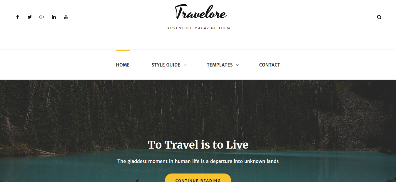 Travelore es un tema gratuito para blogueros de viajes que buscan temas de estilo clásico, limpio y elegante.