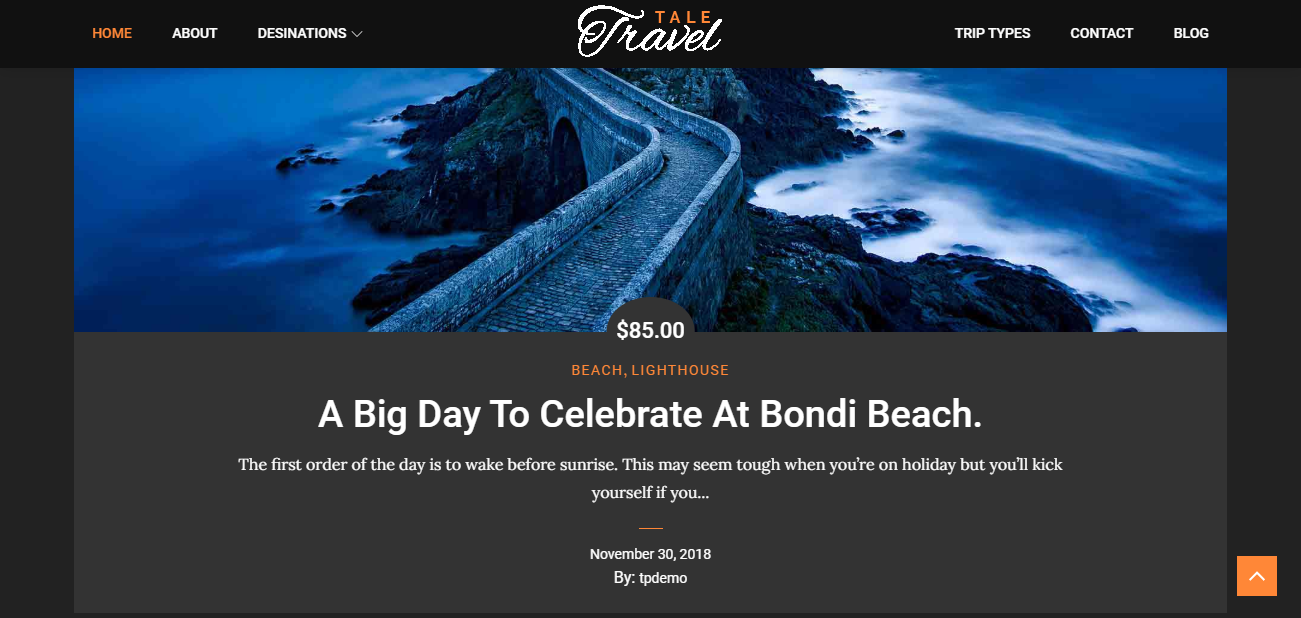 Tale Travel es un tema de estilo profesional diseñado para blogueros de viajes.