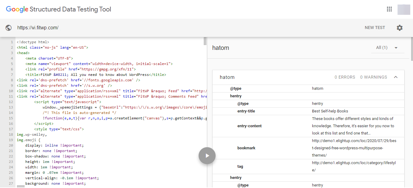 Mon site WordPress n'a pas encore de schéma.