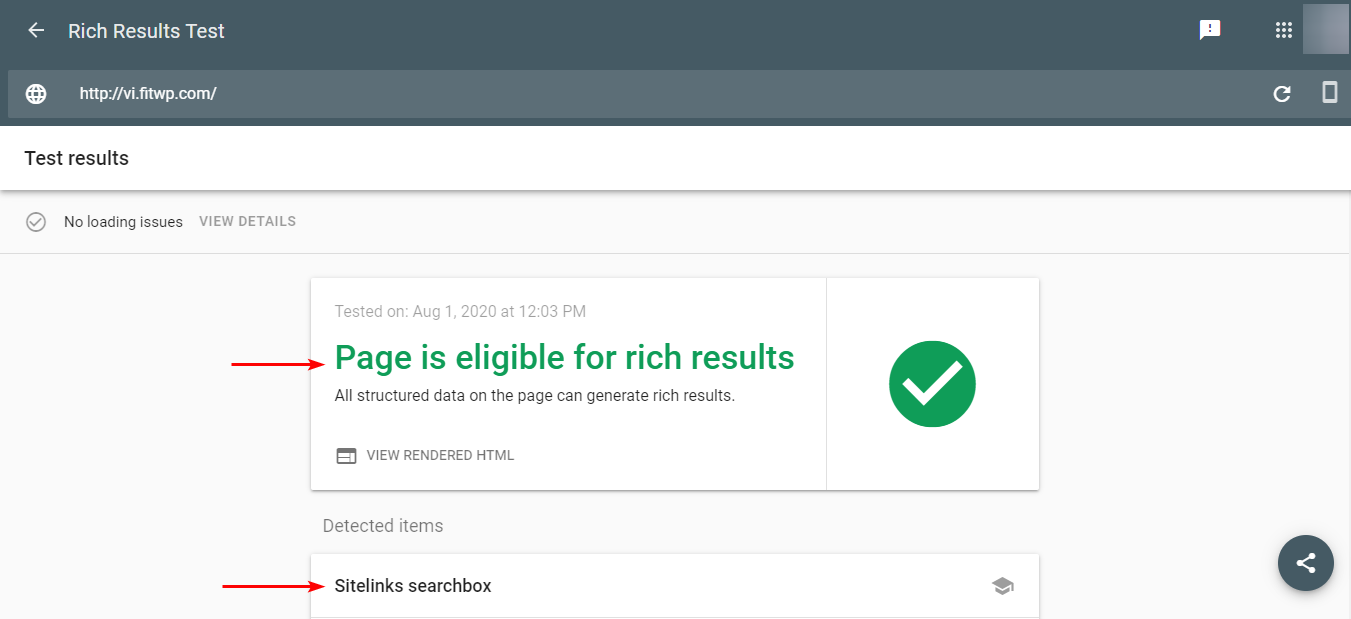 L'outil a trouvé des extraits riches après avoir utilisé Slim SEO