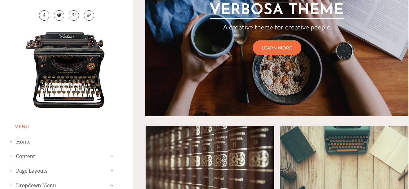 Verbosa는 작가, 작가 및 제작자의 블로그를 위한 3열 레이아웃의 무료 WordPress 테마입니다.