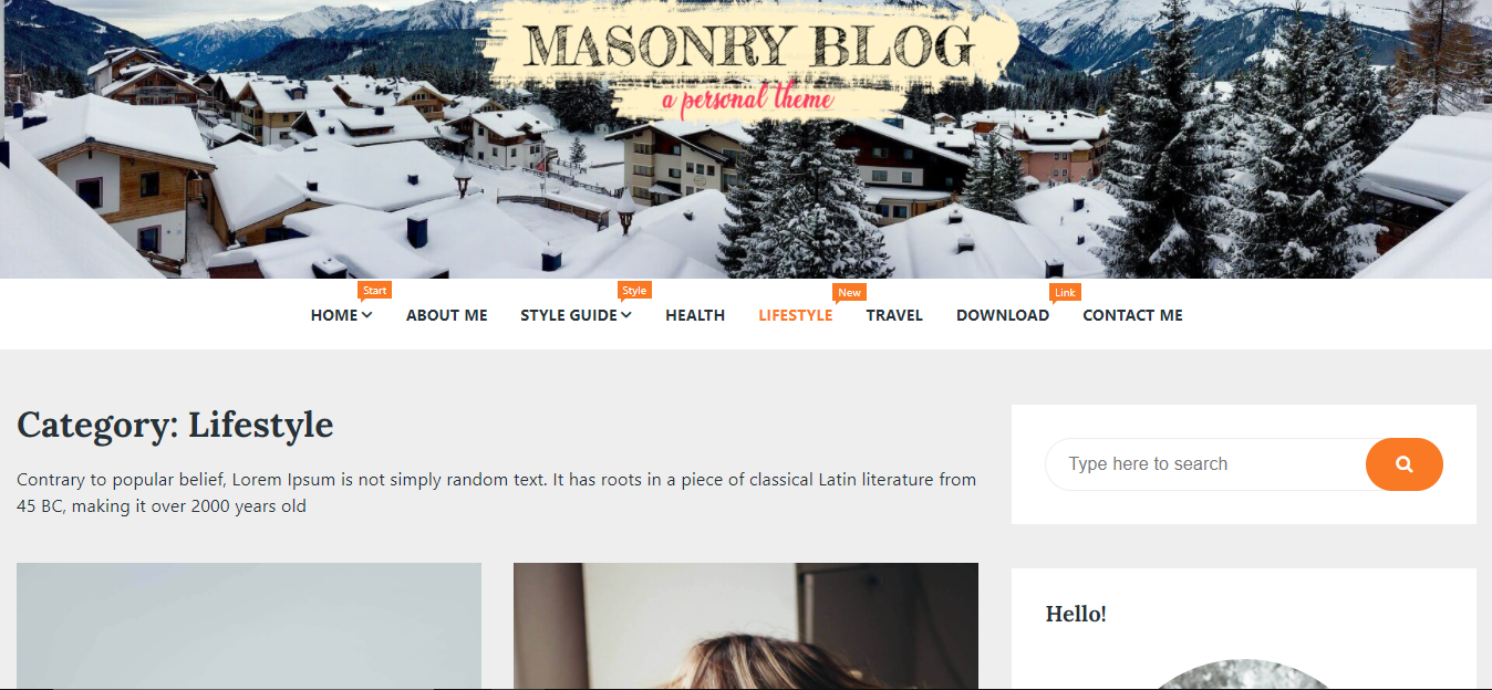 Masonry Blog는 석조 3열 레이아웃으로 사이트를 표시하기 위해 만든 WordPress 테마입니다.