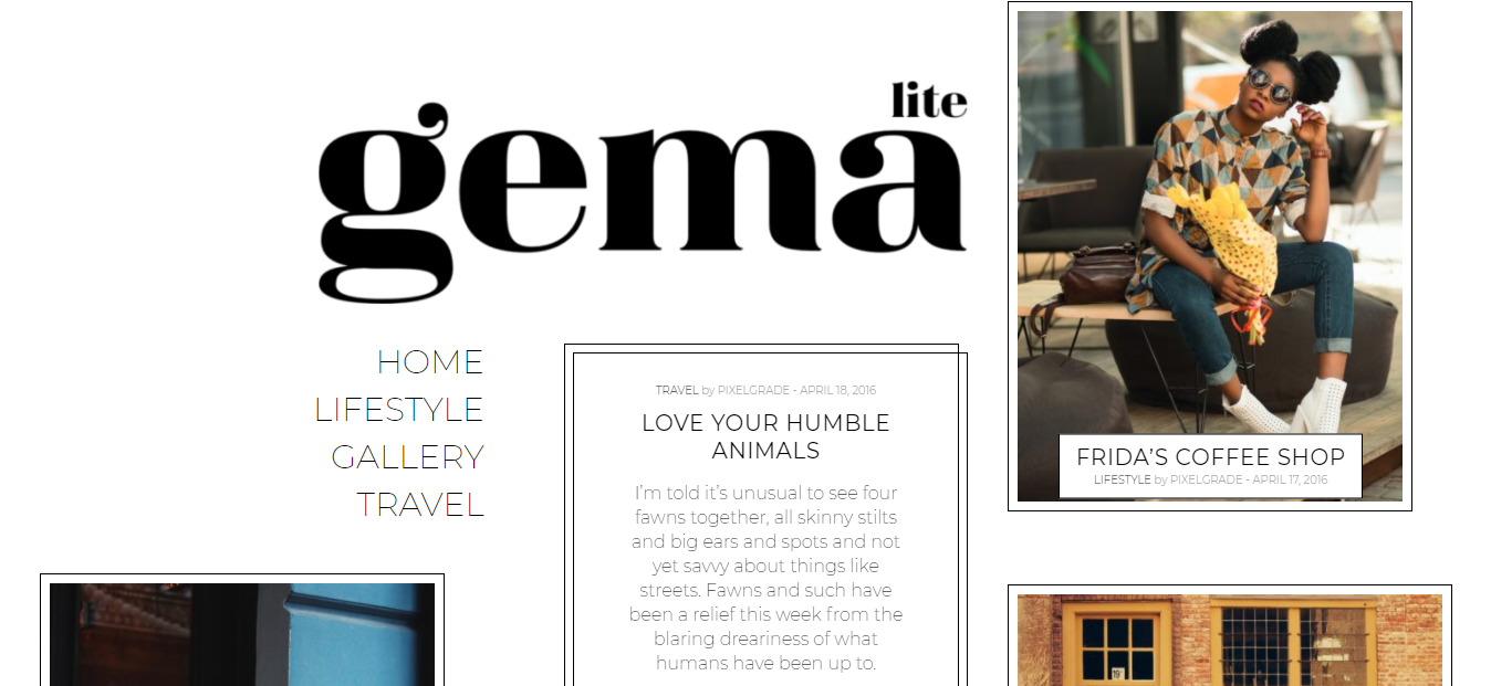 Gema Lite는 모든 종류의 블로그에 사용할 수 있는 고유한 3열 레이아웃이 있는 무료 WordPress 블로그 테마입니다.