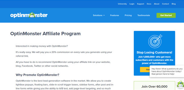 OptinMONster adalah program afiliasi yang dapat memastikan tingkat konversi positif.