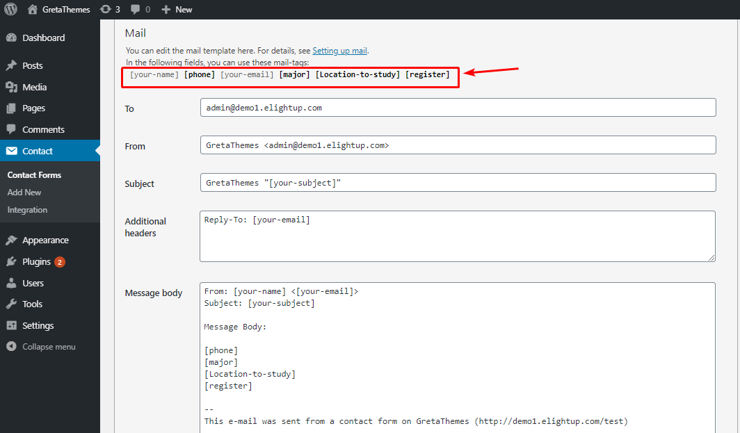 Configurar e-mail com o plugin Contact Form 7