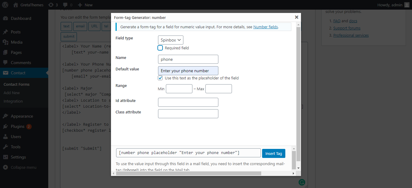 Crie um campo para inserir o número de telefone